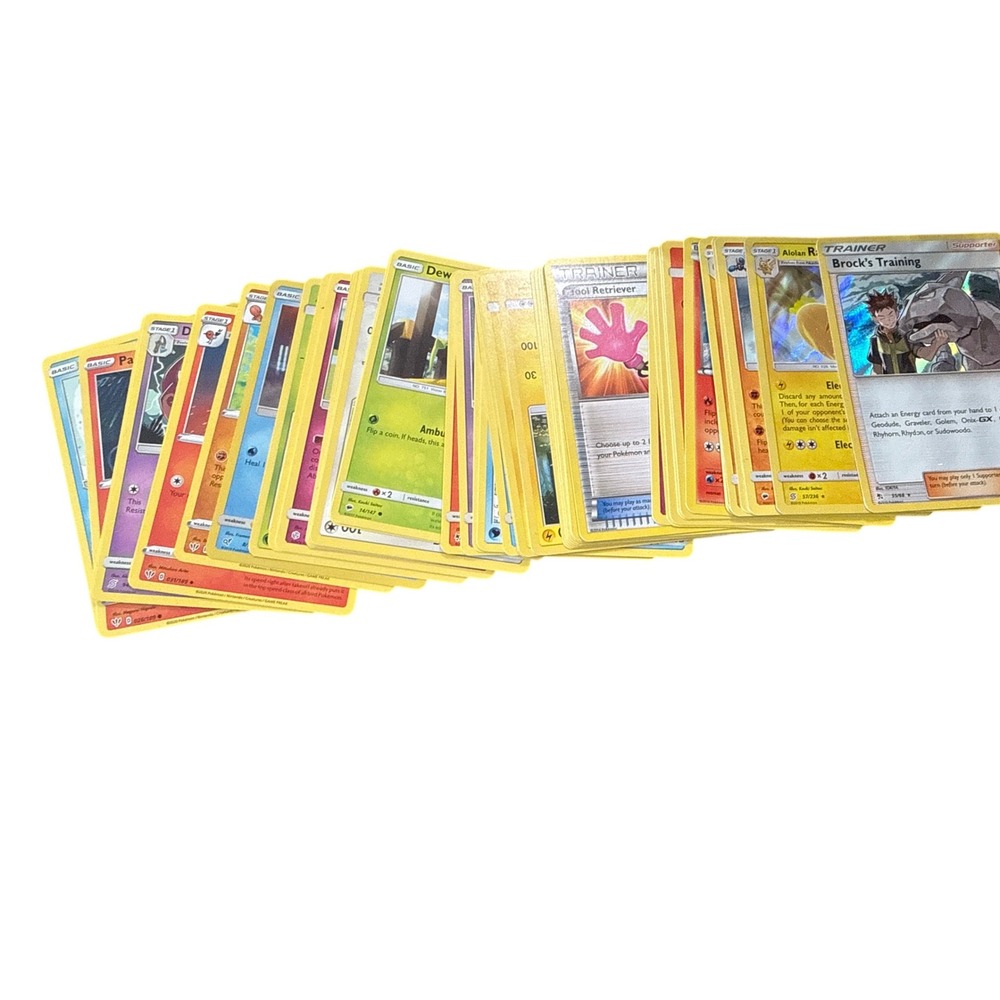 Pokemon TCG Card Lot Mixed Set with Brock Training Holo and Storage Box 50